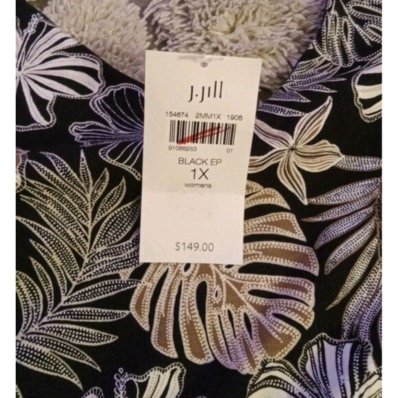 J. Jill Wearever Collection Size 1X Floral Jumpsuit Pockets Flare Legs NEW $149 - Picture 8 of 13